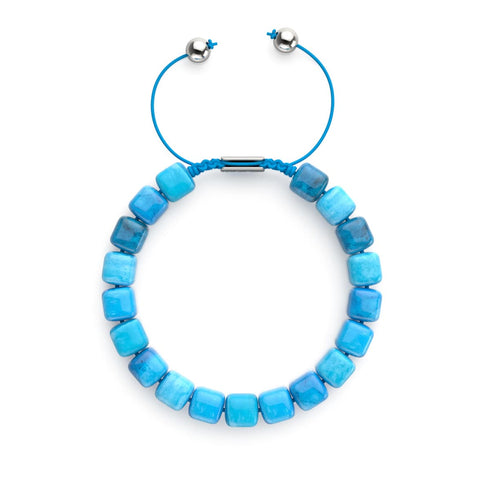 Quartz bleu | Argent | Bracelet macramé caillou pierre gemme